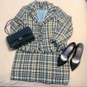 EUC Karen Kane Blue & Cream Skirt Suit s. 10